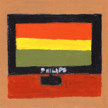 图画 标题为“Télévision” 由Guillaume Chocu (YAUME-C), 原创艺术品, 粉彩 安装在木板上