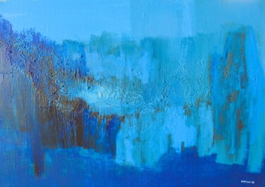 Malerei mit dem Titel "Série Bleue # 22" von Guillaume Defins, Original-Kunstwerk, Acryl Auf Keilrahmen aus Holz montiert