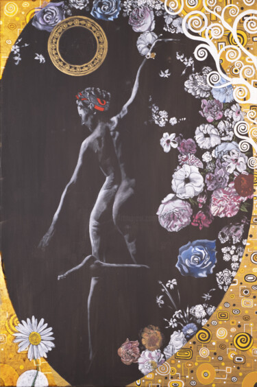 Ζωγραφική με τίτλο "équilibre" από Guillaume Fréchon, Αυθεντικά έργα τέχνης, Λάδι Τοποθετήθηκε στο Ξύλινο φορείο σκελετό