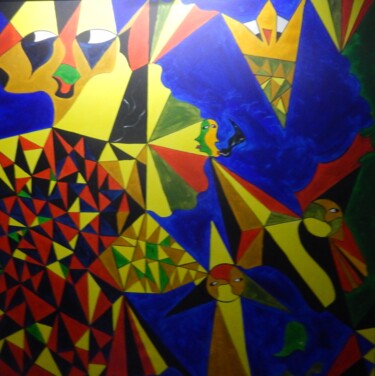 Painting titled "Oeuvre coloré et Gé…" by Guillaume Monnet, Original Artwork, Acrylic