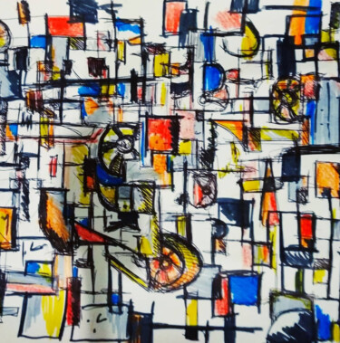 Painting titled "Composition 4" by Guillaume Morillon, Original Artwork, Marker