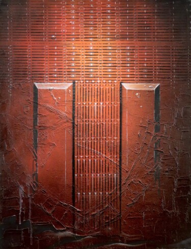 Painting titled "Porte des enfers" by Guillaume Vincent, Original Artwork, Spray paint Mounted on Wood Stretcher frame