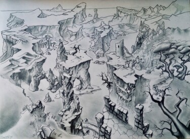 图画 标题为“Petit Canyon” 由Guillaume Vincent, 原创艺术品, 铅笔