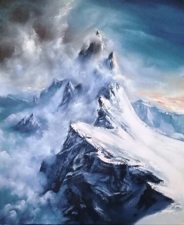 Peinture intitulée "Dolomites winter" par Guillaume Vincent, Œuvre d'art originale, Huile Monté sur Châssis en bois