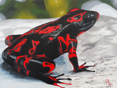 Malerei mit dem Titel "Rouge et Noir" von Guillaume Caron-Maus, Original-Kunstwerk, Öl