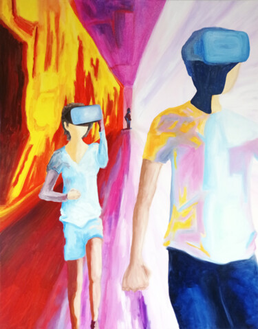 Painting titled "Déambulation Frénét…" by Guillaume Caron-Maus, Original Artwork, Oil