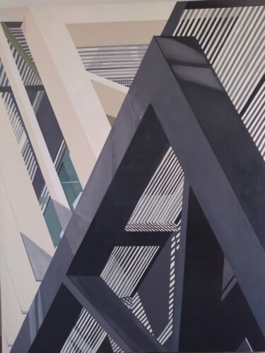 Картина под названием "Conexiones Arquitec…" - Guillermo Miguelez, Подлинное произведение искусства, Масло