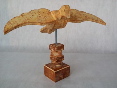 Sculpture intitulée "Pomba" par Pedro Guimarães, Œuvre d'art originale, Bois