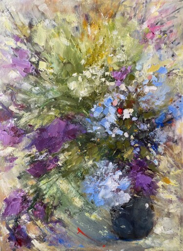 Ζωγραφική με τίτλο "Полевые цветы" από Gulsum Tokbayeva, Αυθεντικά έργα τέχνης, Λάδι Τοποθετήθηκε στο Ξύλινο φορείο σκελετό