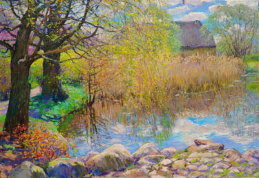 Pittura intitolato "Early spring. Bydgo…" da Gunchenko, Opera d'arte originale, Olio Montato su Telaio per barella in legno