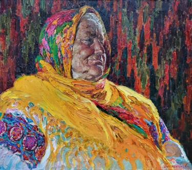 Painting titled "Vasylyna" by Gunchenko, Original Artwork, Oil Mounted on Wood Stretcher frame