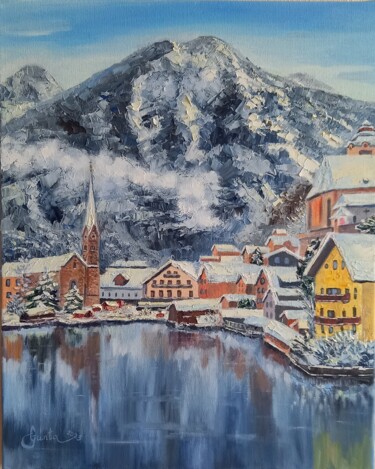 Peinture intitulée "Austrian Alps." par Gunta Medniece, Œuvre d'art originale, Huile