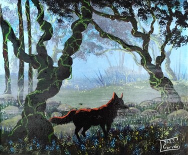 Peinture intitulée "Fox" par Gurvanart, Œuvre d'art originale, Acrylique Monté sur Châssis en bois