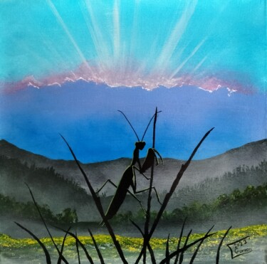 Картина под названием "Mantis" - Gurvanart, Подлинное произведение искусства, Акрил Установлен на Деревянная рама для носилок