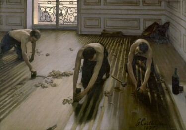 Schilderij getiteld "Les raboteurs de pa…" door Gustave Caillebotte, Origineel Kunstwerk, Olie
