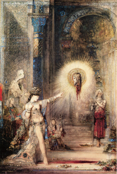 Картина под названием "L'Apparition" - Gustave Moreau, Подлинное произведение искусства, Масло