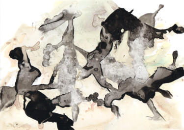 Painting titled "Cave Painting (Pint…" by Gustavo Adolfo Díaz Sánchez (El Gus), Original Artwork, Watercolor