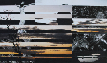 Collages titled "FRAGMENTOS DEL OCASO" by Gustavo Anania, Original Artwork, Collages Mounted on Cardboard