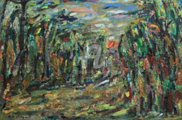 Peinture intitulée "grand paysage" par Guy Departe, Œuvre d'art originale, Huile