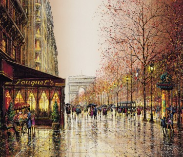 Illuminated Champs-elysées In Paris Greeting Card by Dutchy