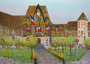 Картина под названием "Mairie de Deauville…" - Guy Fitoussi, Подлинное произведение искусства, Масло