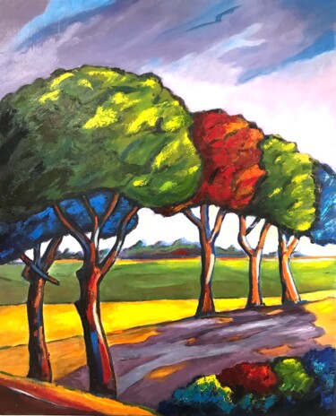Painting titled "25- avant l'orage" by Guy Raimon Cuisinier, Original Artwork, Oil Mounted on Wood Stretcher frame