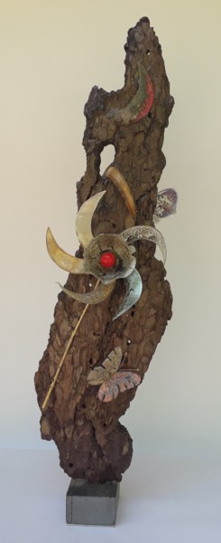 Sculptuur getiteld "Ecorce fleurie de C…" door Guy Romedenne, Origineel Kunstwerk, Plastic