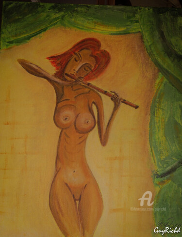 Painting titled "Flutiste nue. jpg" by Guyrichd, Original Artwork, Acrylic