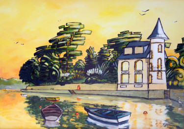 Malerei mit dem Titel "Arradon, La Tour Vi…" von Guy Terrier, Original-Kunstwerk, Acryl