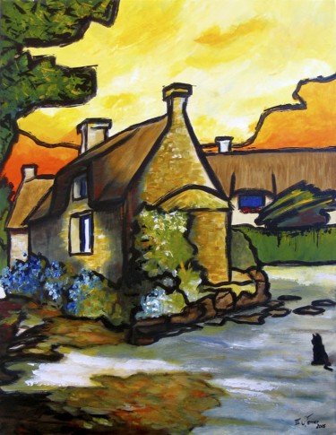 Malerei mit dem Titel "Cahire, Plougoumelen" von Guy Terrier, Original-Kunstwerk, Acryl