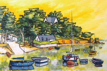 Peinture intitulée "Arradon à marée hau…" par Guy Terrier, Œuvre d'art originale, Huile