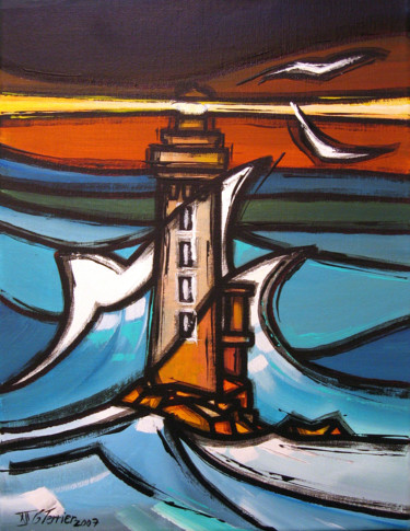 Painting titled "Phare II" by Guy Terrier, Original Artwork, Acrylic