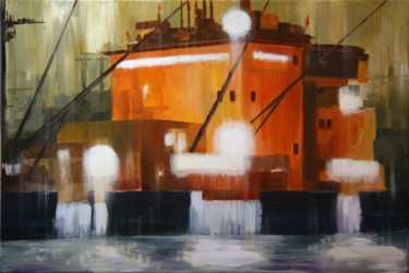 Malerei mit dem Titel "Tokyo, le port - ta…" von Guy Terrier, Original-Kunstwerk, Acryl