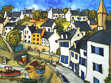 Peinture intitulée "Sauzon, un quai" par Guy Terrier, Œuvre d'art originale, Acrylique