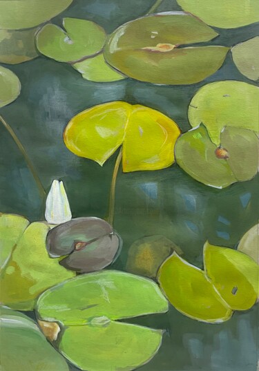 Pintura intitulada "Green pond" por Guzel Min, Obras de arte originais, Têmpera