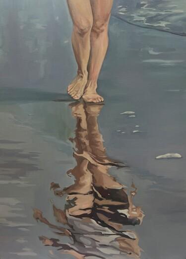 Malarstwo zatytułowany „On the sea coast.Re…” autorstwa Guzel Min, Oryginalna praca, Olej Zamontowany na Drewniana rama noszy