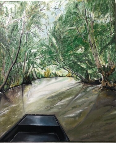 Painting titled "Les Marais poitevin" by Gyl Aubert, Original Artwork, Oil