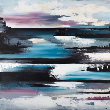 Painting titled "Lac gelé" by Helena Monniello, Original Artwork, Acrylic Mounted on Wood Stretcher frame