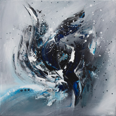 Malarstwo zatytułowany „Iris bleu” autorstwa Helena Monniello, Oryginalna praca, Akryl Zamontowany na Drewniana rama noszy