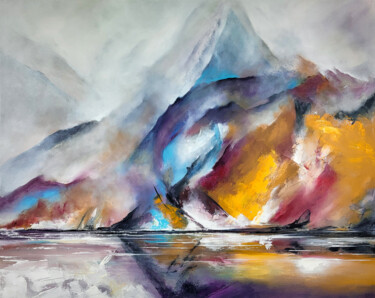 Painting titled "Lac glacière de Melo" by Helena Monniello, Original Artwork, Acrylic Mounted on Wood Stretcher frame