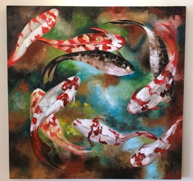 Schilderij getiteld "Fish in chaos" door Hadis Jalalifar, Origineel Kunstwerk, Acryl