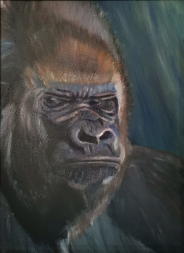 Картина под названием "Gorille" - Sofiane Hadji, Подлинное произведение искусства, Масло Установлен на Деревянная рама для н…