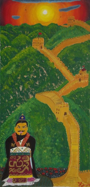 Malerei mit dem Titel "Qin Shi Huang" von Hadrien Lapouyade, Original-Kunstwerk, Öl
