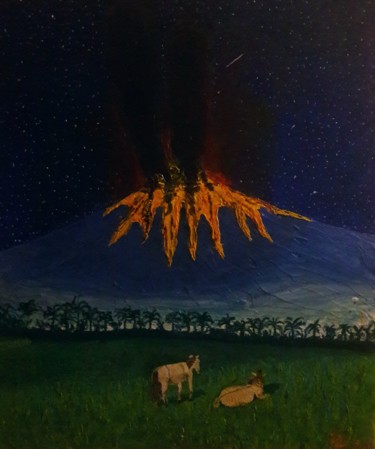 Pintura intitulada "Volcano oops" por Hadrien Lapouyade, Obras de arte originais, Óleo