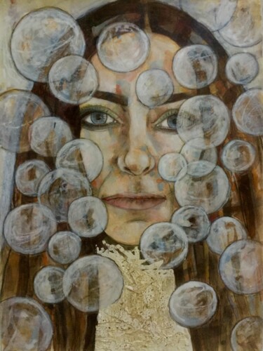 Peinture intitulée "Self-portrait" par Hadzi Natalija Milutinovic, Œuvre d'art originale, Acrylique