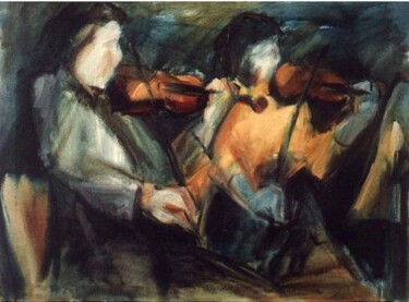 Painting titled "orchestra" by Haitham Alhamad, Original Artwork, Oil