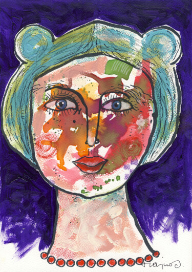 Malarstwo zatytułowany „WOMAN 04” autorstwa Miroslaw Hajnos, Oryginalna praca, Akwarela Zamontowany na Karton