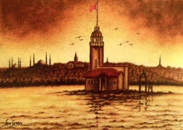 Desenho intitulada "Turkey/İSTANBUL/Kız…" por Hakan Art, Obras de arte originais, Pastel