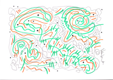 Dessin intitulée "D.A. N°:0144" par Hakan Portakal, Œuvre d'art originale, Marqueur