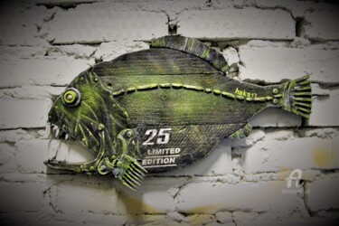 Sculptuur getiteld "Fish № 25" door Hakaro, Origineel Kunstwerk, Hout